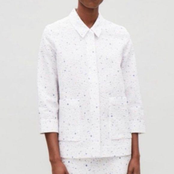 COS seersucker 3/4 sleeve shirt with patch pockets - Picture 1 of 3